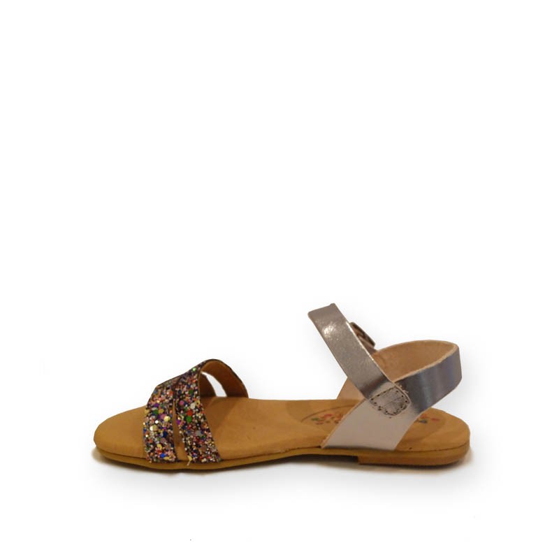 SANDALIAS DOBLE TIRA PIEL GLITTER MATE