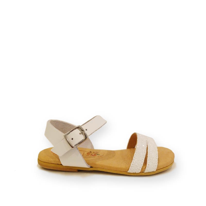 SANDALIAS DOBLE TIRA PIEL GLITTER MATE