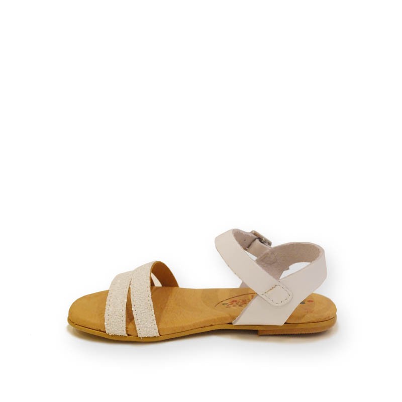 SANDALIAS DOBLE TIRA PIEL GLITTER MATE