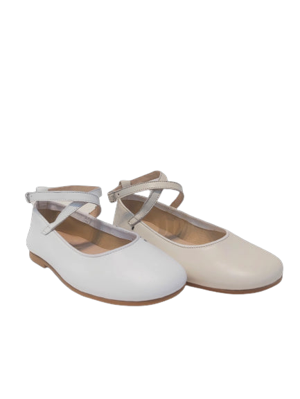 BAILARINA PIEL CON TIRA CRUZADA AL TOBILLO