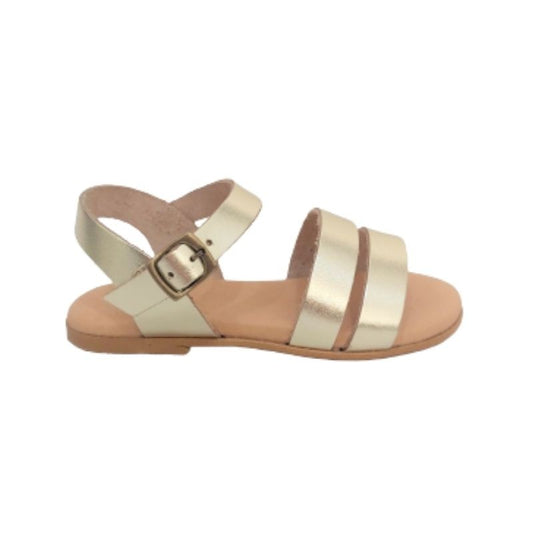 SANDALIAS DOBLE TIRA PIEL DORADA