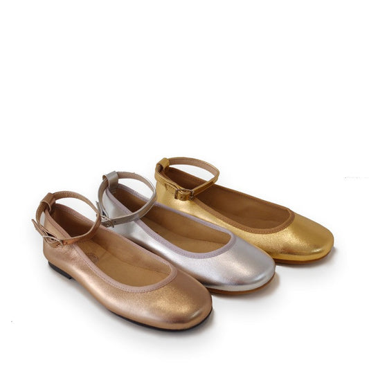 BAILARINAS PIEL METALIZADA CON PULSERA