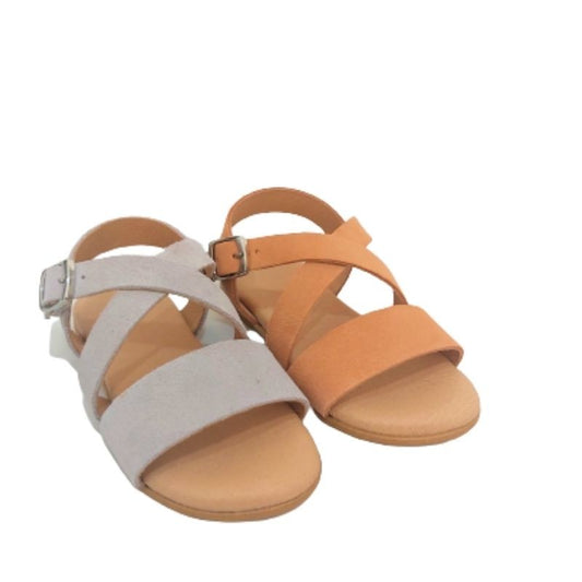 SANDALIAS TIRAS CRUZADAS PIEL DE SERRAJE