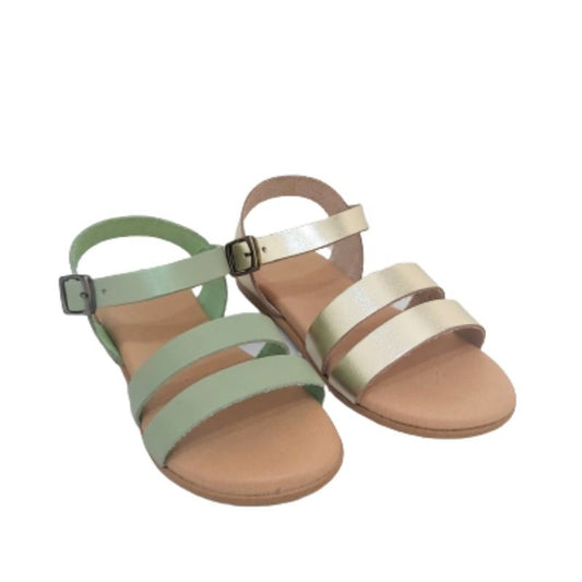 SANDALIAS DOBLE TIRA PIEL DORADA